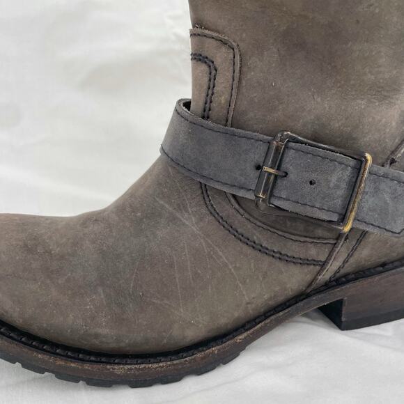 Freebird By Steven Prince Boot Gray Engineer Buckle Biker Moto Boots Size 7 - Picture 14 of 16